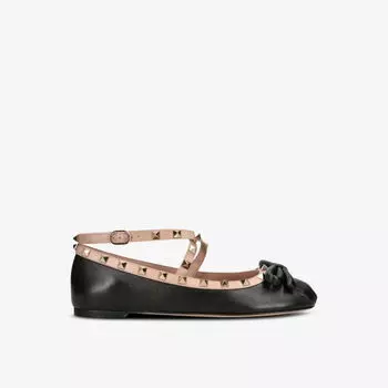 Атласные балетки rockstud Valentino Garavani, черный