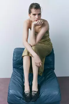 Атласные балетки ZARA, черный