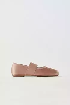 Атласные балетки ZARA, розовый