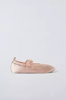 Атласные балетки ZARA, розовый