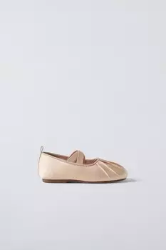 Атласные балетки ZARA, розовый