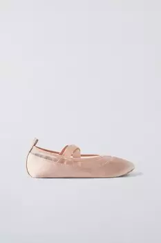 Атласные балетки ZARA, розовый