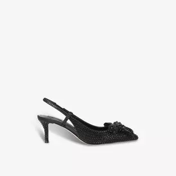 Атласные босоножки Belgravia на каблуке с кристаллами и бантиком Kurt Geiger London, черный