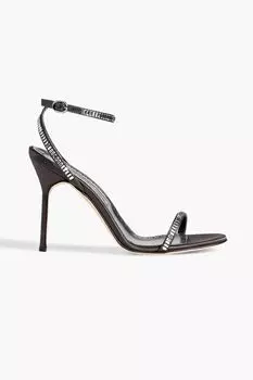 Атласные босоножки Crinastra 105, украшенные кристаллами MANOLO BLAHNIK, черный