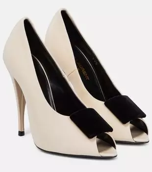 Атласные босоножки franky 115 Saint Laurent, бежевый