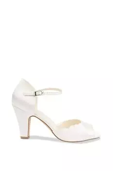 Атласные босоножки 'Kyrie' на высоком блочном каблуке с открытым носком и ремешком на щиколотке Paradox London, белый