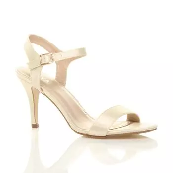 Атласные босоножки на высоком каблуке Barely There с ремешками AJVANI, белый