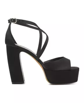 Атласные босоножки на высоком каблуке Lina Locchi, черный