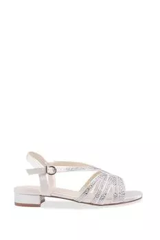 Атласные босоножки 'Quill' на низком каблуке с кристаллами и широким кроем Paradox London, белый