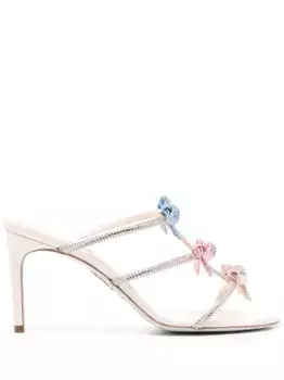Атласные босоножки с кристаллами Ren Caovilla, розовый