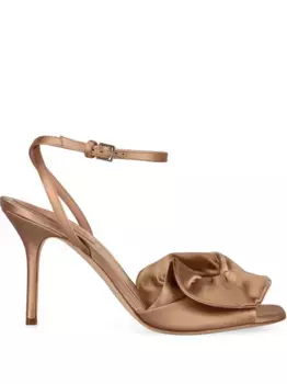 Атласные босоножки с оборками Alberta Ferretti, нейтральный