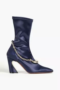 Атласные ботильоны с цепочкой ZIMMERMANN, нави
