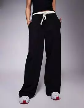 Атласные боксерские брюки широкого кроя черного цвета ASOS DESIGN