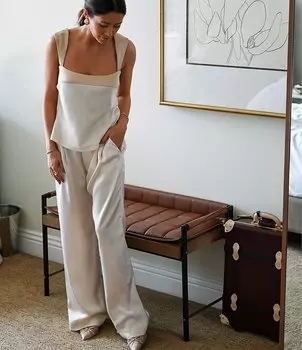 Атласные брюки Allie Gianni Bini x Caelynn Bell, слоновая кость