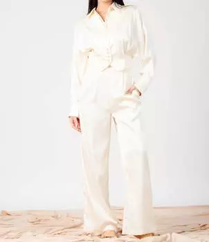 Атласные брюки цвета слоновой кости LUCCA