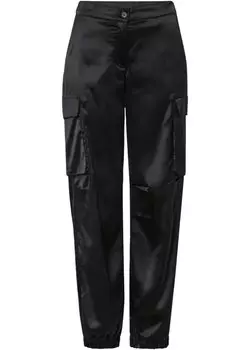 Атласные брюки-карго Bodyflirt, черный