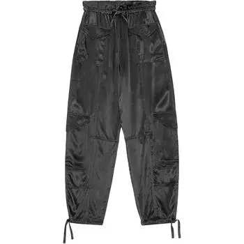 Атласные брюки-карго с завязками на завязках GANNI, черный