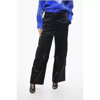 Атласные брюки-карго со шлевками для ремня Msgm, Black