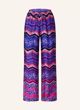Атласные брюки марлен miss goodlife, синий/розовый/фиолетовый