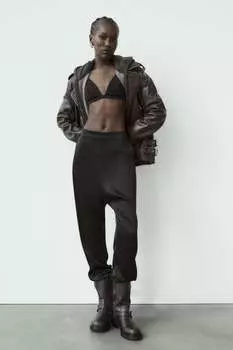 Атласные брюки мешочные ZARA, черный