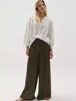 Атласные брюки палаццо Hybrid, цвет moss green