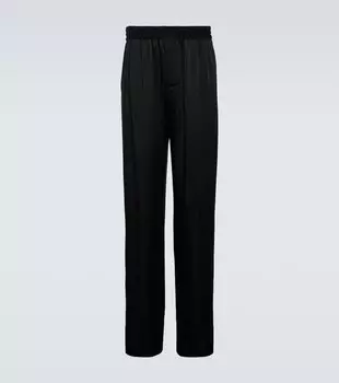 Атласные брюки прямого кроя Saint Laurent, черный