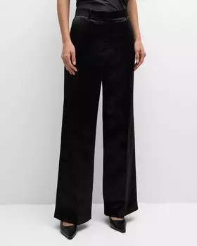 Атласные брюки прямого кроя со средней посадкой Encore THE ROW, цвет Black