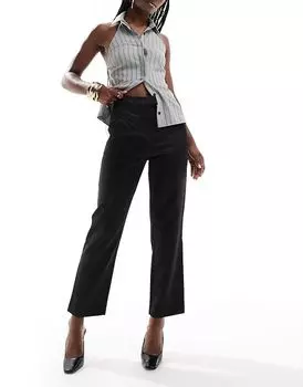 Атласные брюки прямого покроя черного цвета ASOS DESIGN