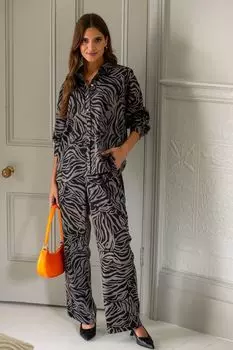 Атласные брюки Rena с широкими штанинами Pour Moi, черный