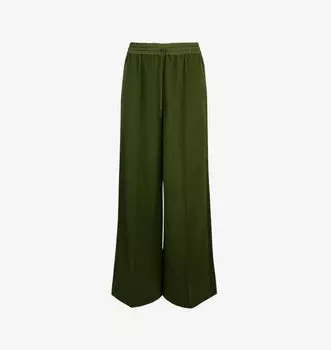 Атласные брюки с эластичной талией и полосками по бокам Ro&Zo, хаки