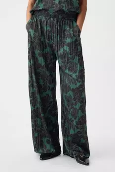 Атласные брюки с мятой текстурой Gap, зеленый