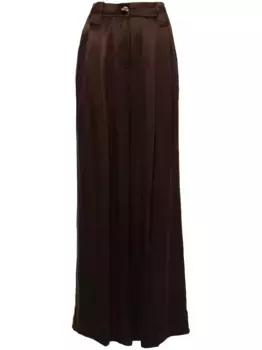 Атласные брюки с завышенной талией GANNI, коричневый