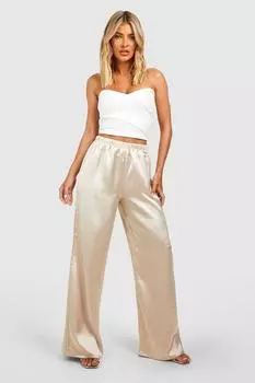 Атласные брюки широкие ноги Boohoo, серый