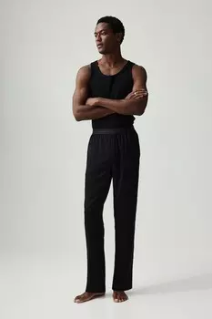 Атласные брюки свободного кроя H&M, черный
