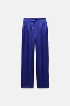 Атласные брюки ZARA, кобальт