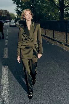 Атласные брюки ZARA, темно-зеленый