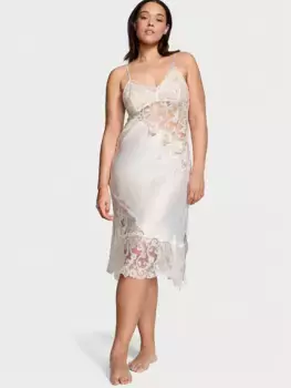 Атласные комбинезоны миди в стиле бохо с цветочной вышивкой Victoria'S Secret, белый