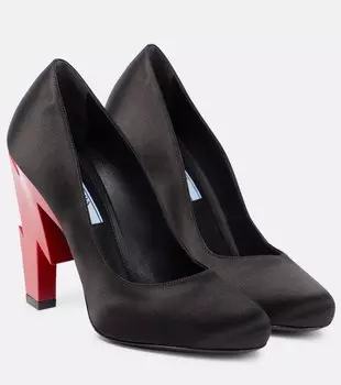 Атласные лодочки Prada, Nero + Rosso