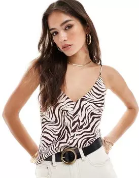 Атласные майки цвета зебры с v-образным вырезом ASOS DESIGN