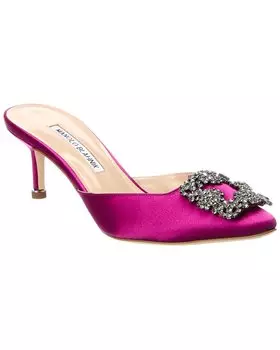 Атласные мюли Manolo Blahnik Hangisimu 50, розовый