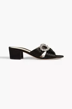 Атласные мюли с кристаллами GIANVITO ROSSI, черный