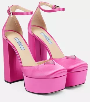 Атласные платформенные лоферы Prada, Begonia
