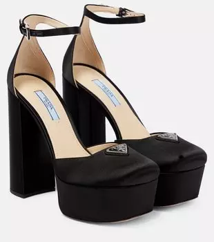 Атласные платформенные лоферы Prada, черный