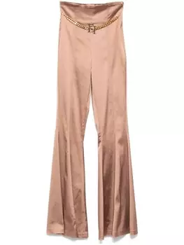 Атласные расклешенные брюки Elisabetta Franchi, нейтральный