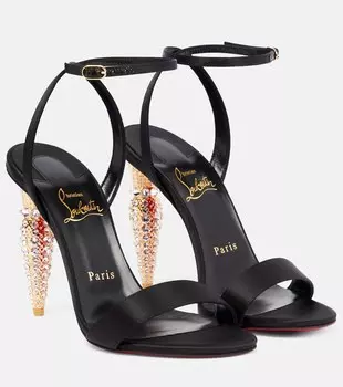 Атласные сандалии Lipstrass Queen Christian Louboutin, черный