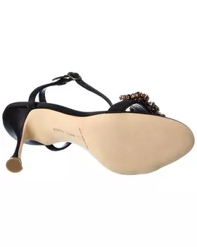 Атласные сандалии Manolo Blahnik Finah 90, черный