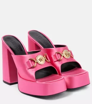 Атласные сандалии Medusa '95 на платформе Versace, розовый