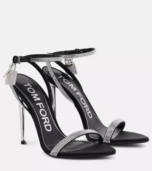 Атласные сандалии с замком Tom Ford, черный