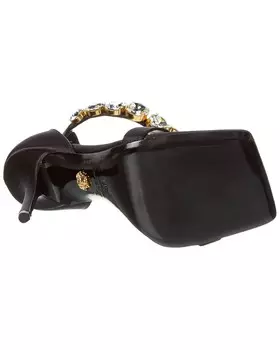 Атласные сандалии Versace с кристаллами, черный
