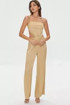 Атласные широкие брюки Forever 21, капучино